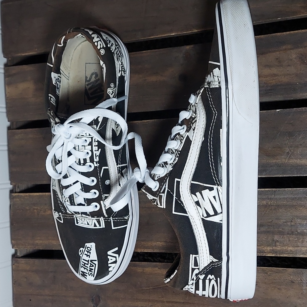 Vans Off the Wall logo Old Skool black and white skateboard Unisex sneakers - Picture 6 of 11
